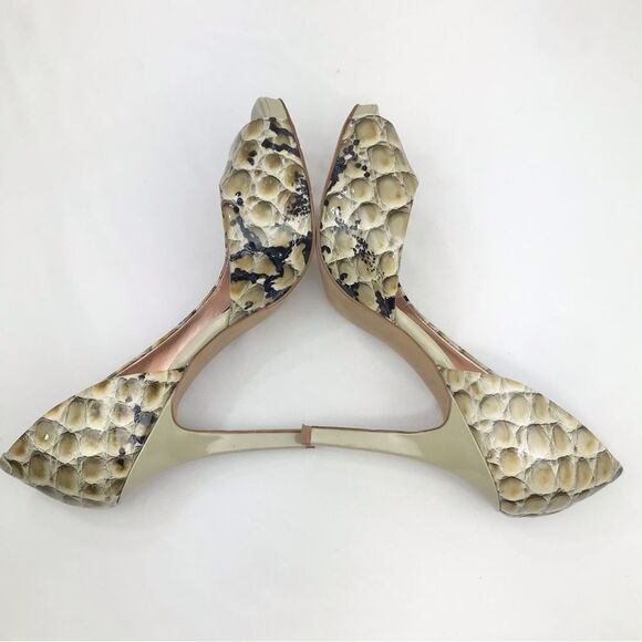 Jessica Simpson JOSETTE Green Reptile Print Leather Open Toe Pimp Heels - Picture 7 of 16
